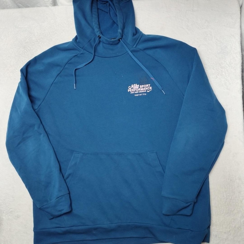 Nike Hoodie Mens Large Blue GFX Pullover Fleece Hooded Graphic Flowers‎ FN3285